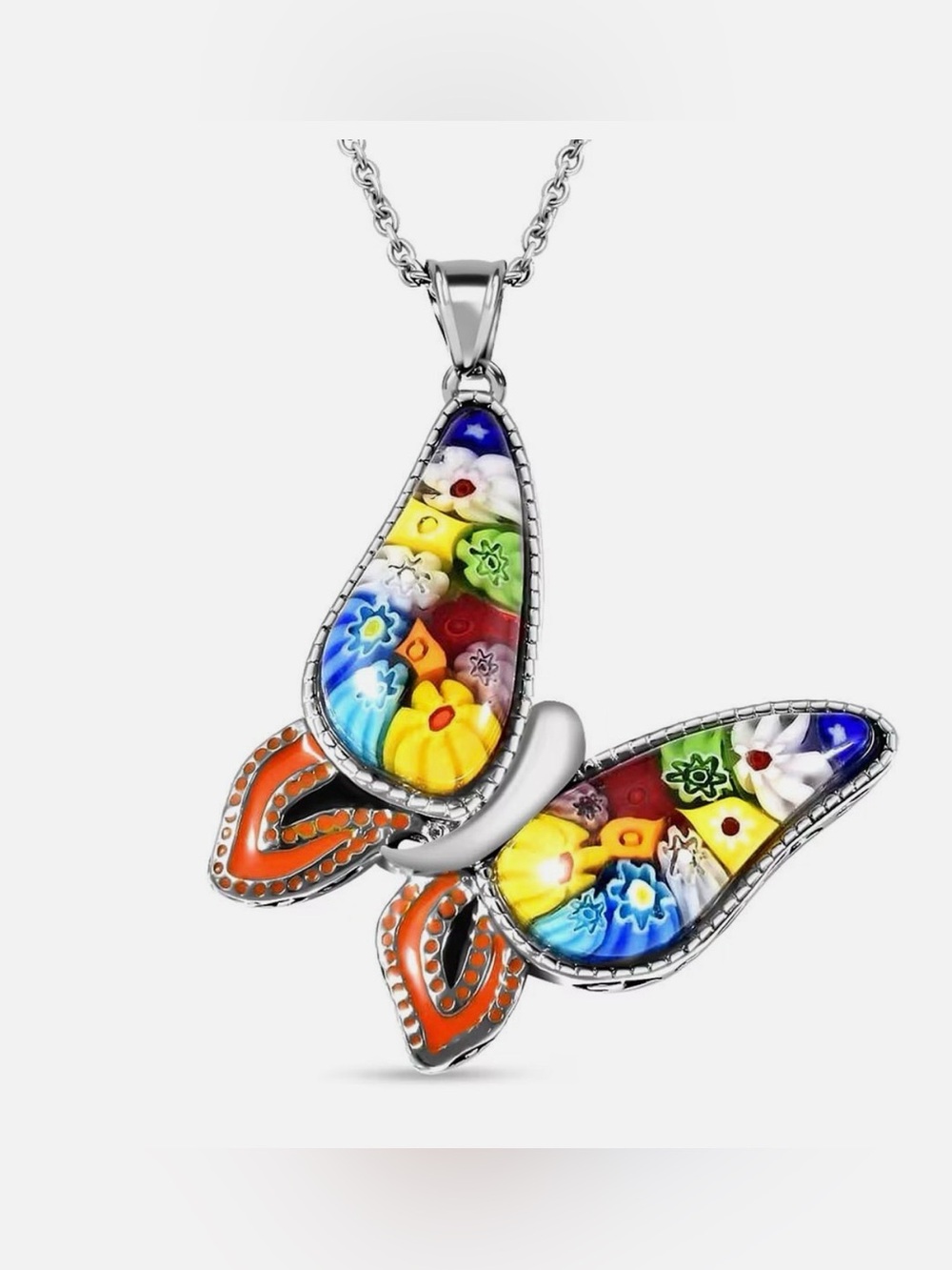 NWT Murano Style Butterfly Pendant Necklace